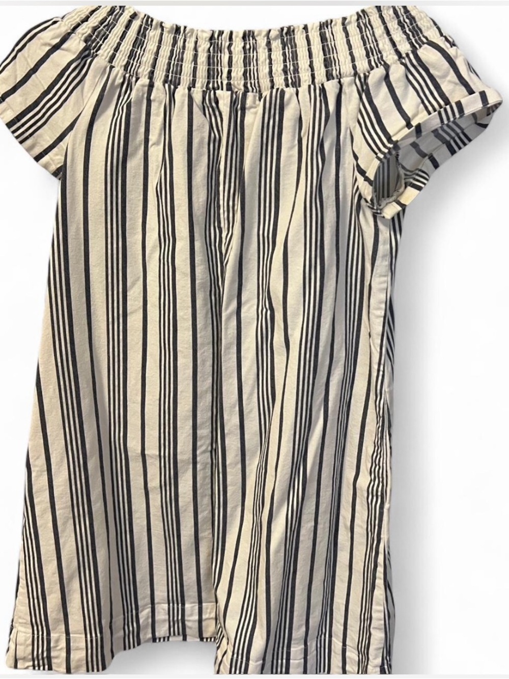 Marine Layer Blue & off white Striped Off-Shoulder dress